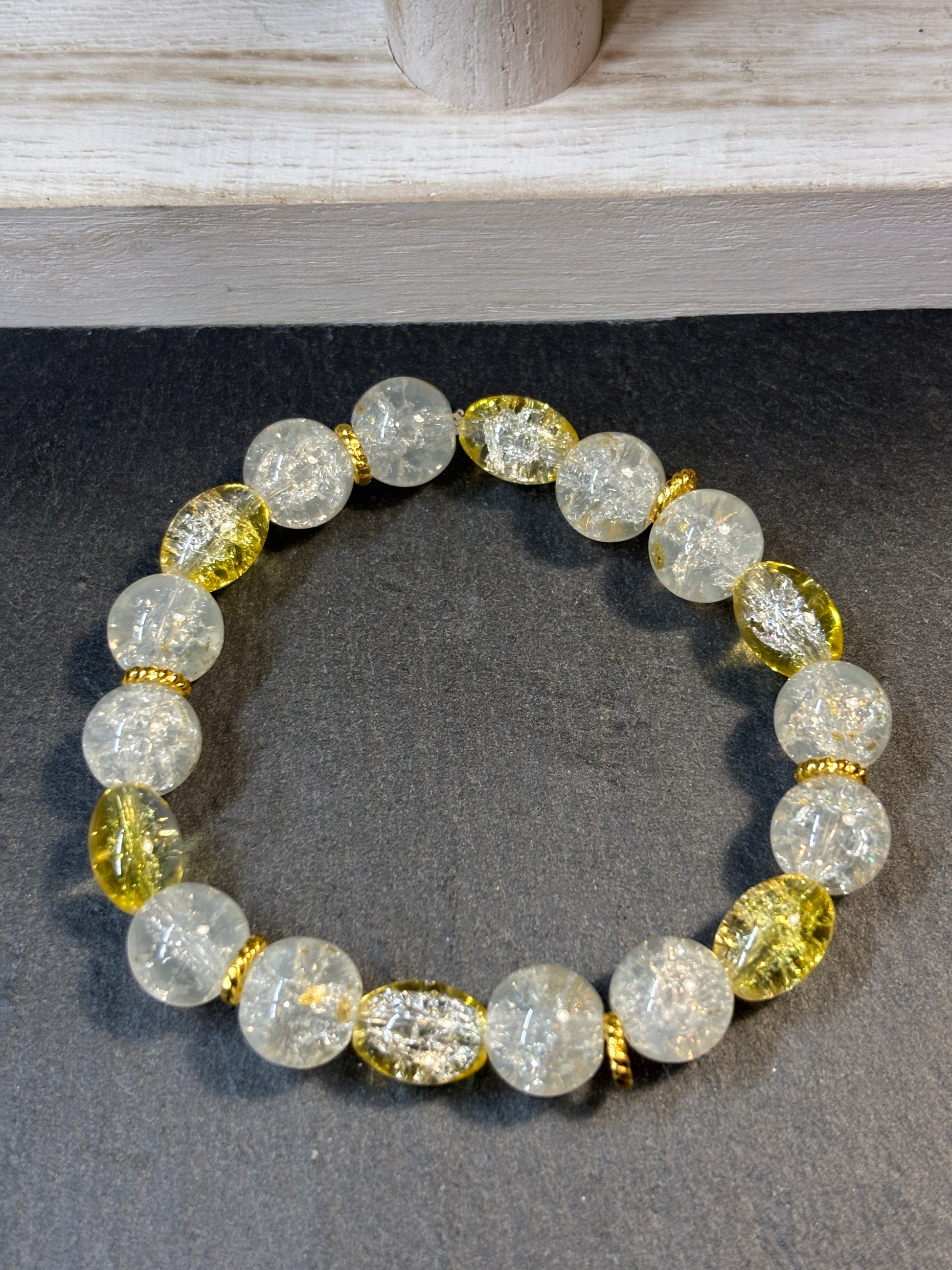 Lemon  Handmade Glass Beaded Stretch Bracelet - 3