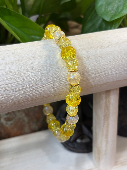 "Sunshine" - Handmade Glass Beaded Stretch Bracelet