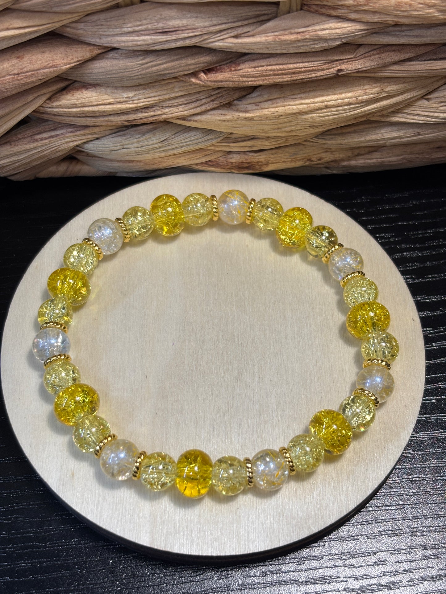 Sunshine  Handmade Glass Beaded Stretch Bracelet - 3