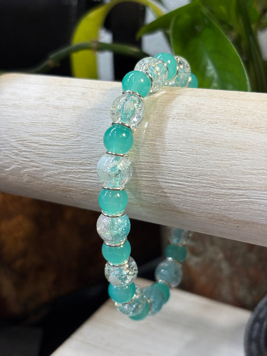 "Water Dance II" - Handmade Glass Beaded Stretch Bracelet