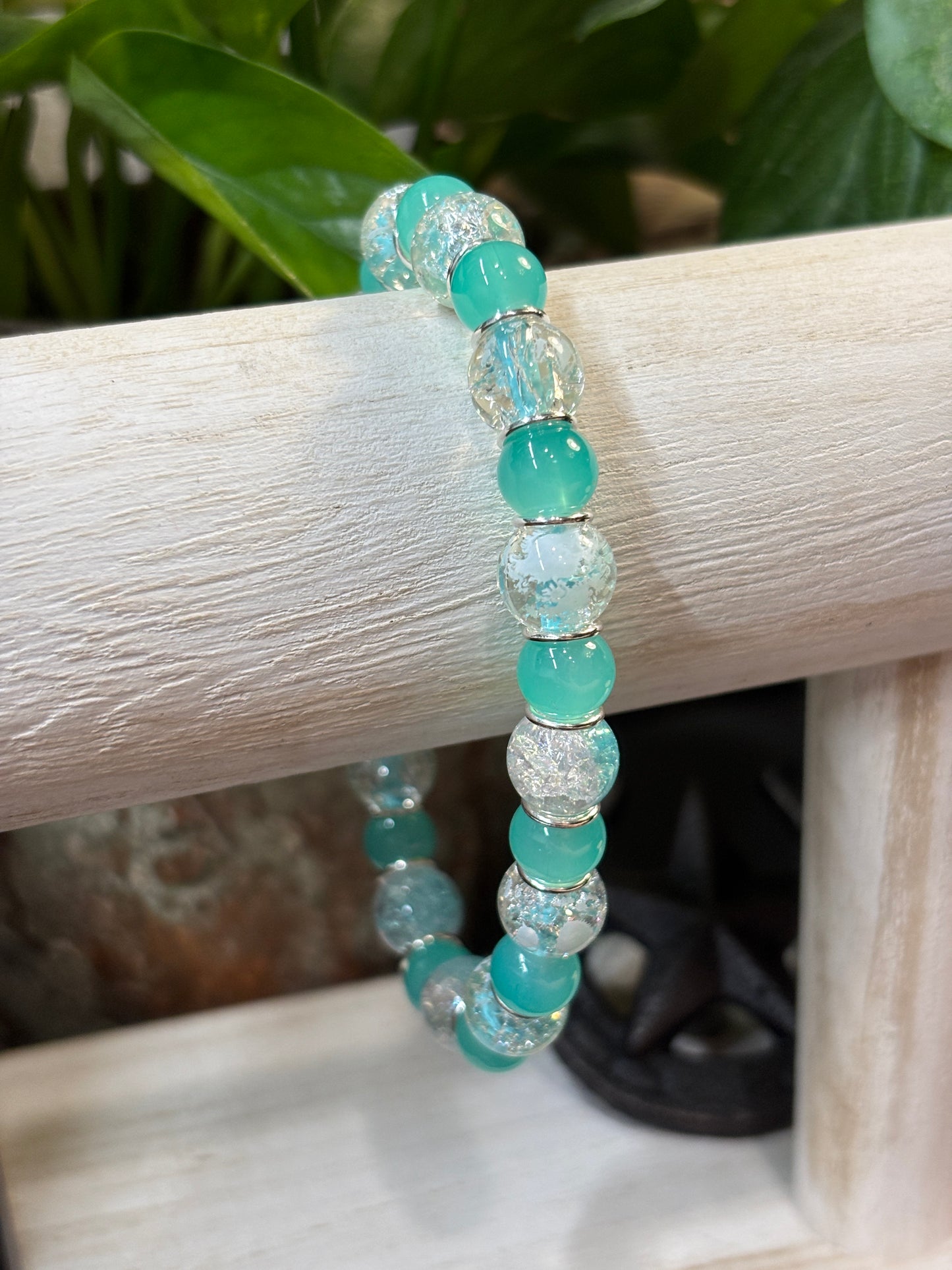 "Water Dance II" - Handmade Glass Beaded Stretch Bracelet
