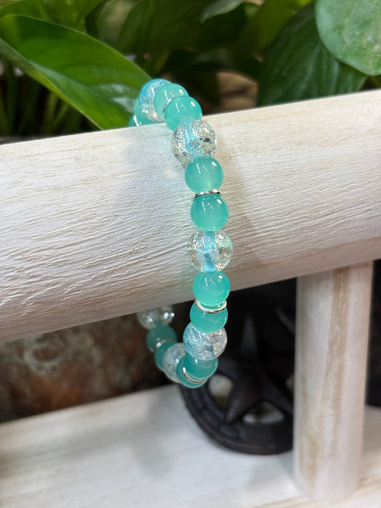 "Water Dance III" - Handmade Glass Beaded Stretch Bracelet