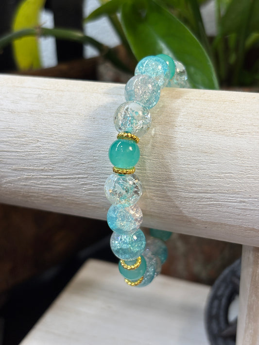 "Water Angel" - Handmade Glass Beaded Stretch Bracelet