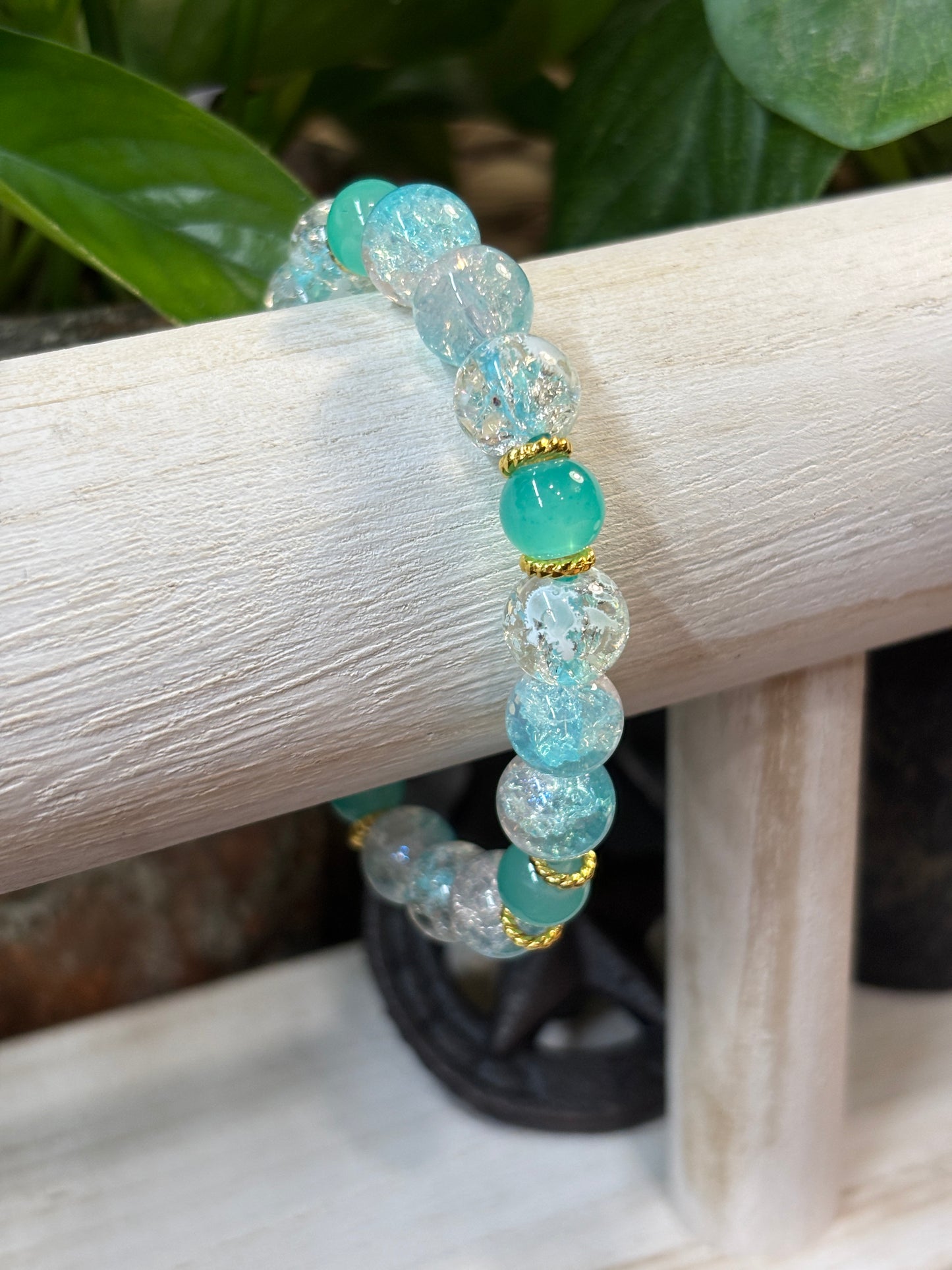 "Water Angel" - Handmade Glass Beaded Stretch Bracelet