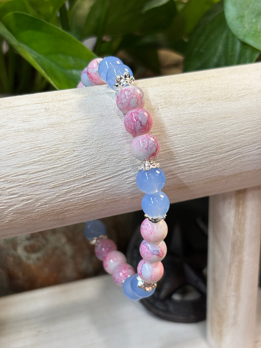 "Baby Shower II" - Handmade Glass Beaded Stretch Bracelet