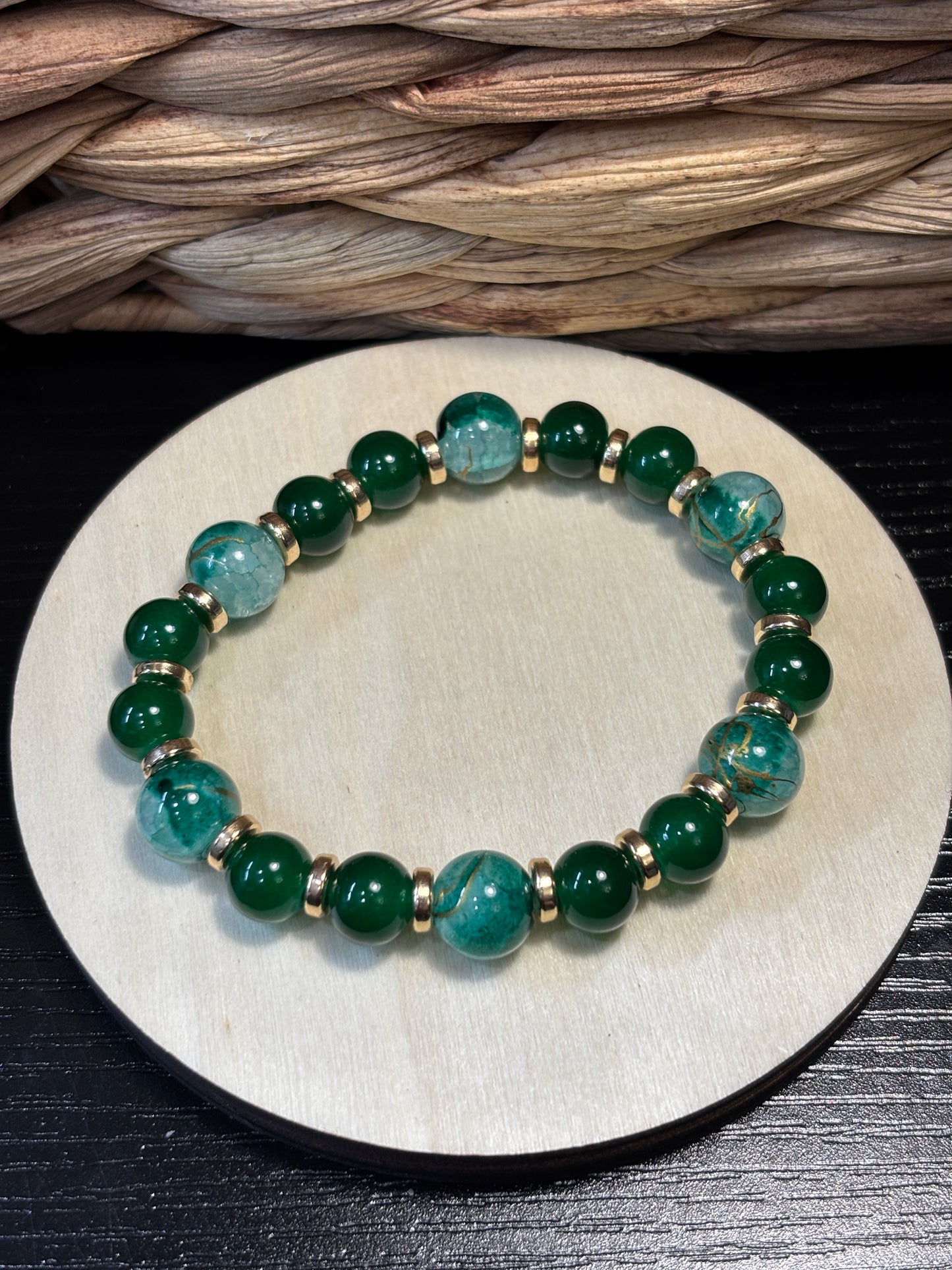 Julia II  Handmade Glass Beaded Stretch Bracelet - 4