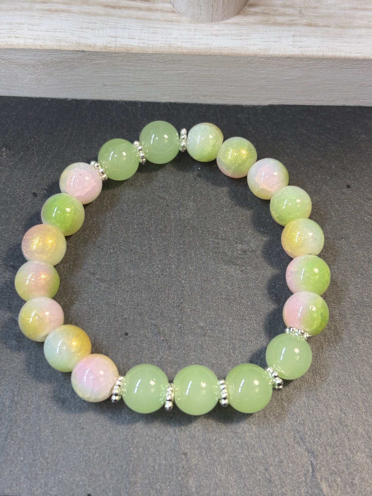"Margie" - Handmade Glass Beaded Stretch Bracelet