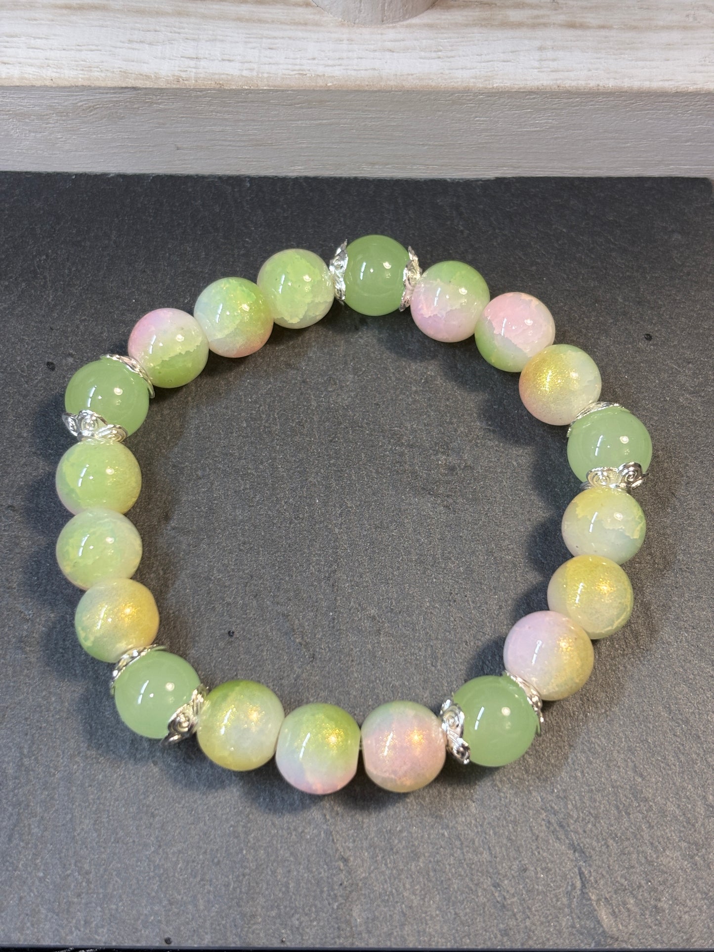 "Margie II" - Handmade Glass Beaded Stretch Bracelet