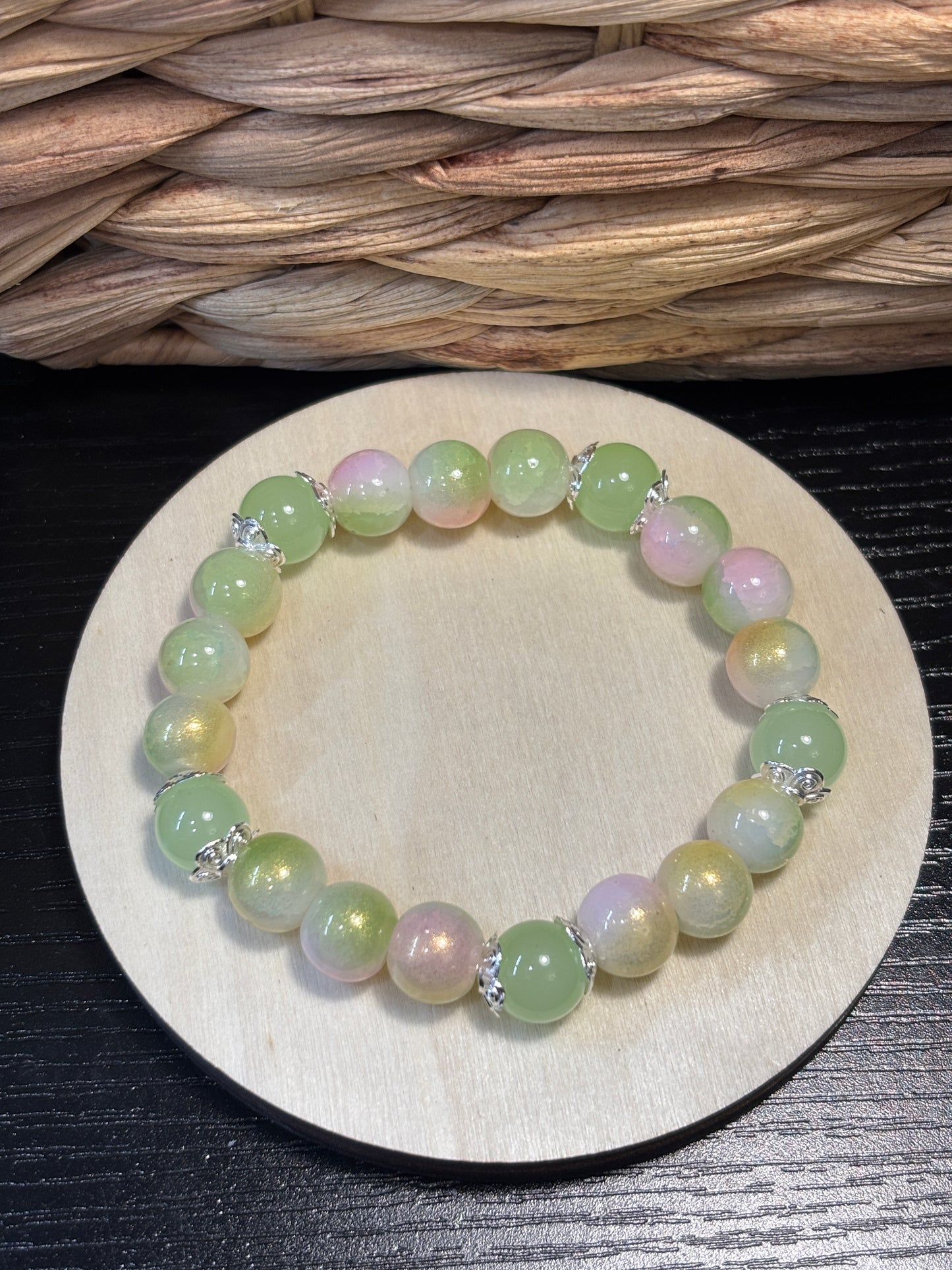 "Margie II" - Handmade Glass Beaded Stretch Bracelet