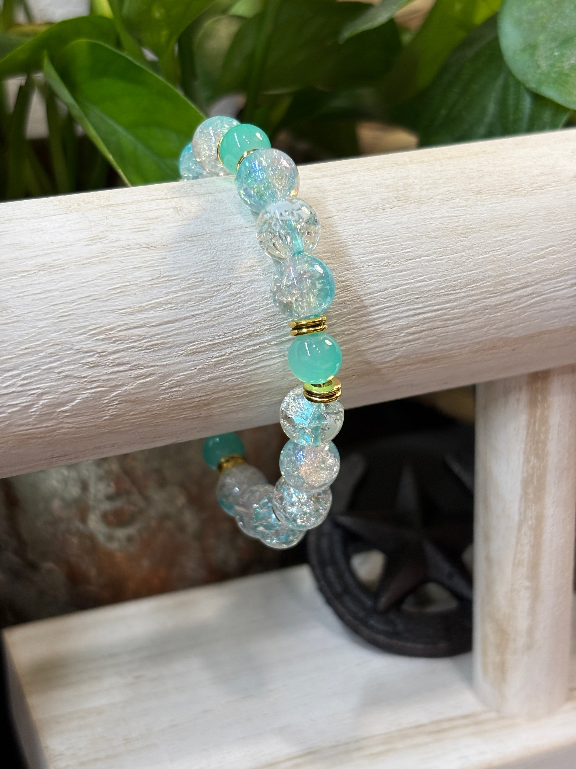 Water Angel II  Handmade Glass Beaded Stretch Bracelet - 2