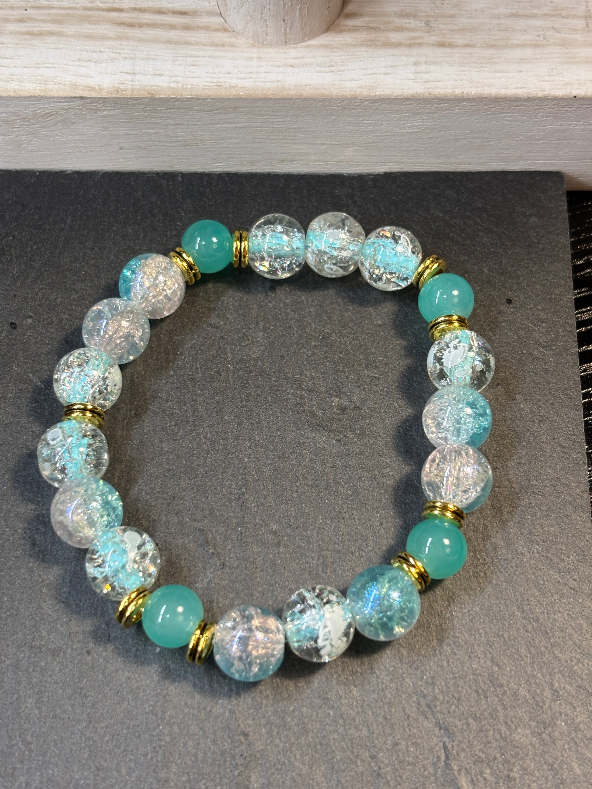 Water Angel II  Handmade Glass Beaded Stretch Bracelet - 3