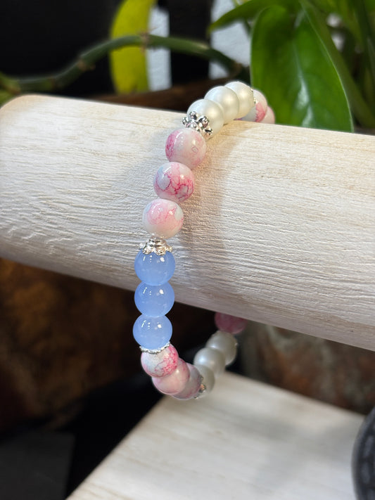 "Baby Shower" - Handmade Glass Beaded Stretch Bracelet