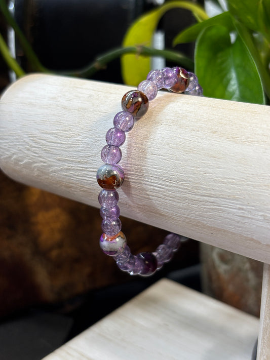 "Phoebe II" - Handmade Glass Beaded Stretch Bracelet