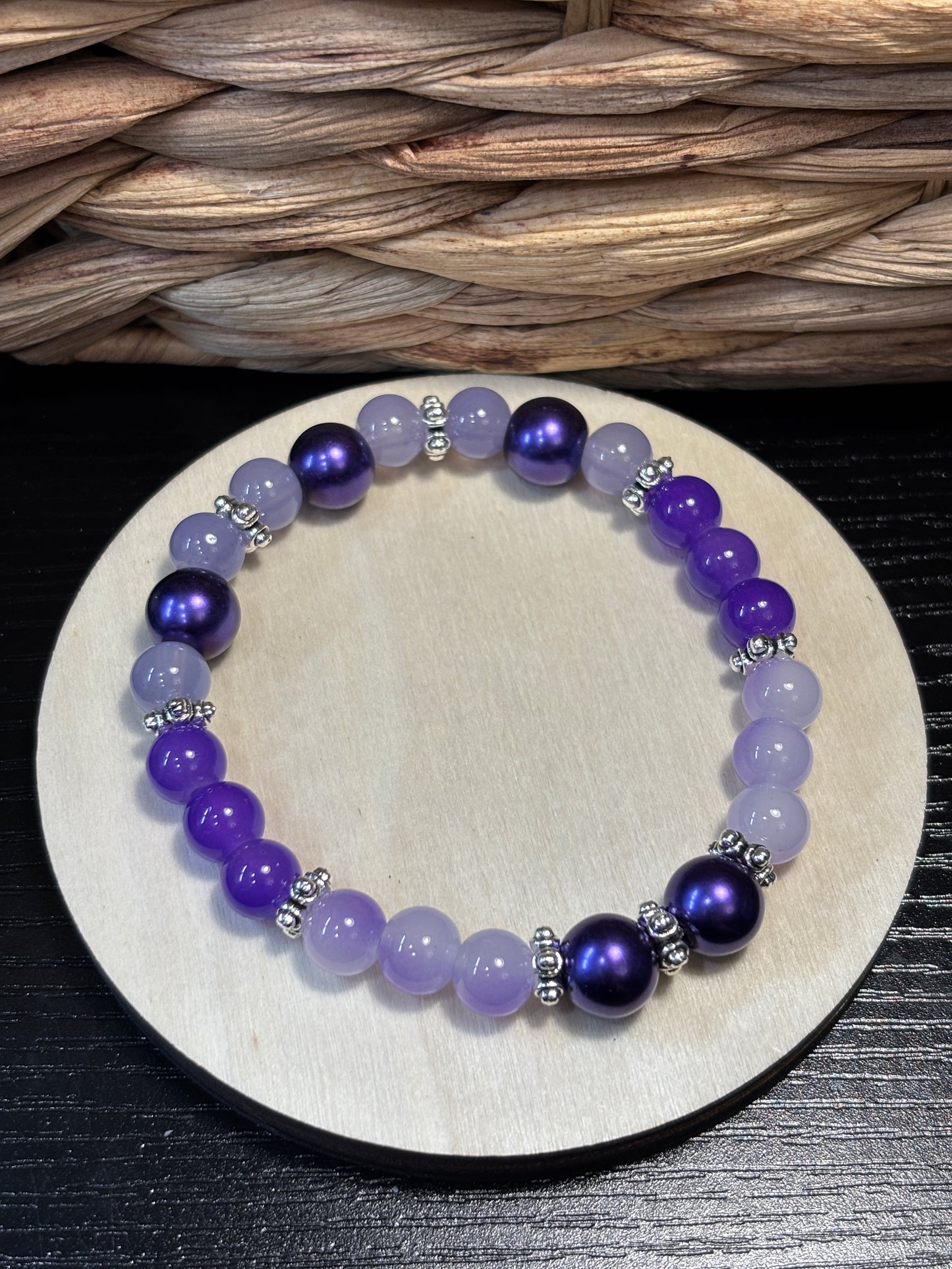 Lexi  Handmade Glass Beaded Stretch Bracelet - 4