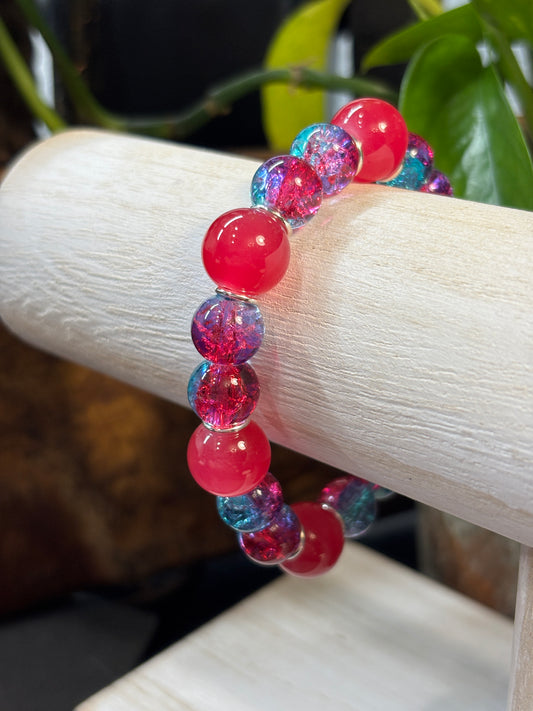 "Wonder II" - Handmade Glass Beaded Stretch Bracelet