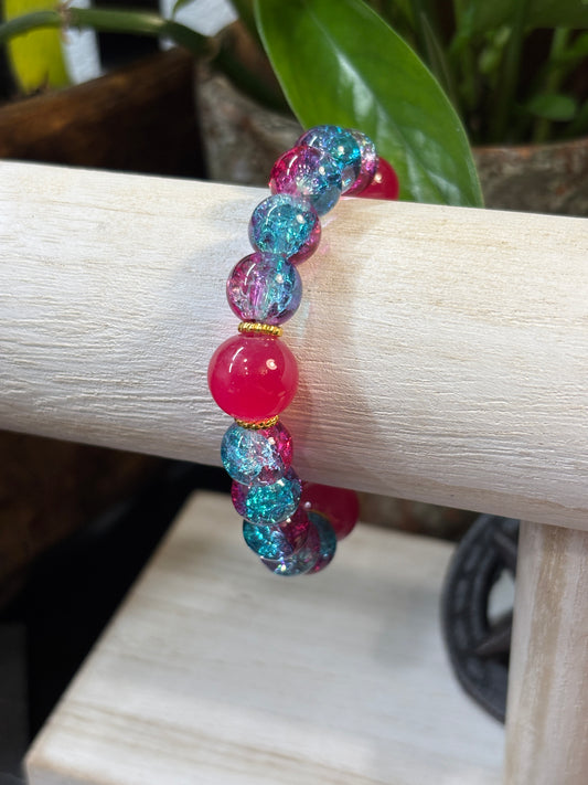 "Wonder" - Handmade Glass Beaded Stretch Bracelet
