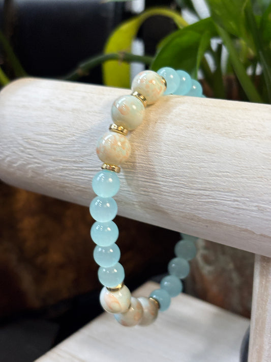 "Spring" - Handmade Glass Beaded Stretch Bracelet