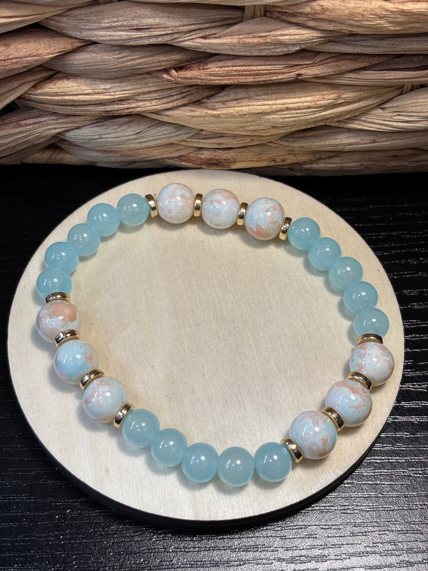 "Spring" - Handmade Glass Beaded Stretch Bracelet