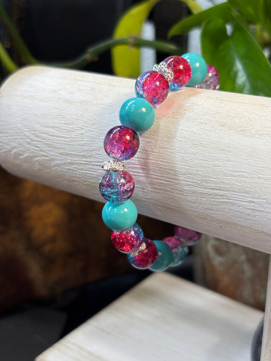 "Gwen II" - Handmade Glass Beaded Stretch Bracelet