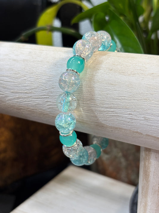 "Water Angel II" - Handmade Glass Beaded Stretch Bracelet