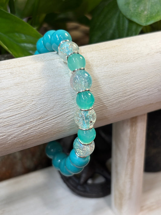 "Cruise II" - Handmade Glass Beaded Stretch Bracelet