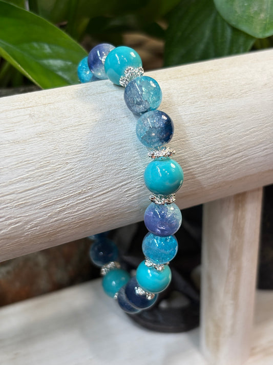 "Caribbean" - Handmade Glass Beaded Stretch Bracelet